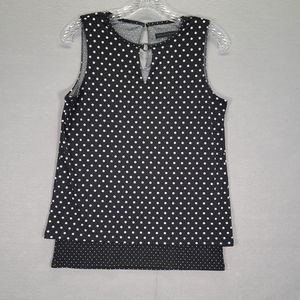 WHBM Sleeveless Black  Polka Dot Layered Tank Sz XS